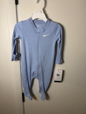 Nike Light Blue Footed Baby One-Piece Zipper Romper